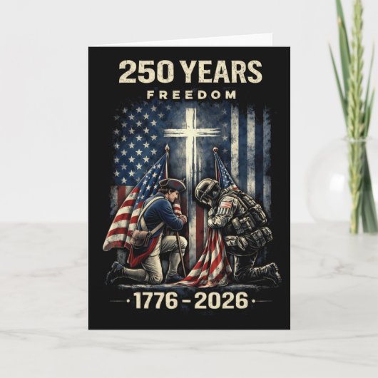 キリスト教の十字架とアメリカ国旗 1776-2026 250周年記念 F カード (正面)