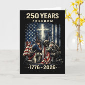 キリスト教の十字架とアメリカ国旗 1776-2026 250周年記念 F カード (黄色い花)