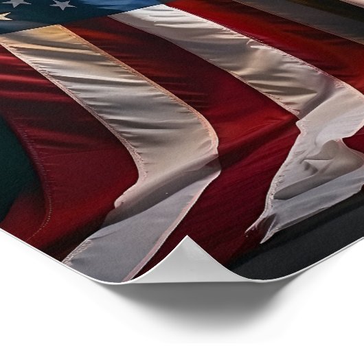 キリスト教の十字架に覆われたアメリカ国旗 ポスター (角)