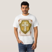 キリスト教の十字架のシールド Tシャツ (正面フル)
