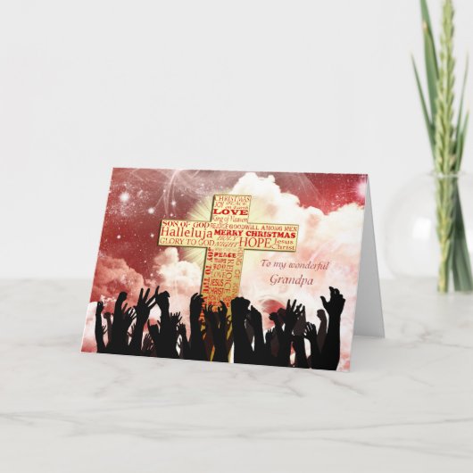 キリスト教の十字架クリスマス、おじいちゃん シーズンカード (正面)