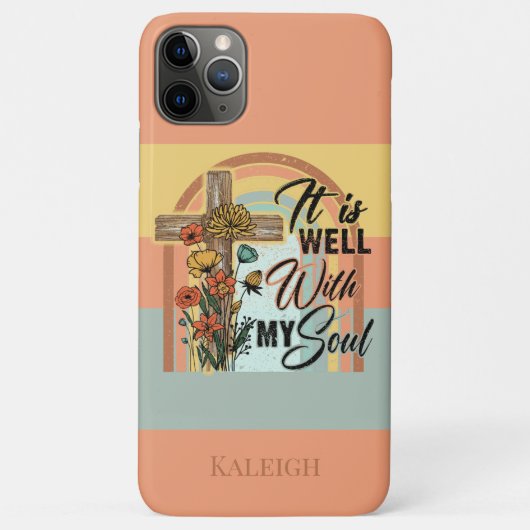 キリスト教の十字架 聖書の歌 It Is Well レインボーケース Case-Mate iPhoneケース (裏面)