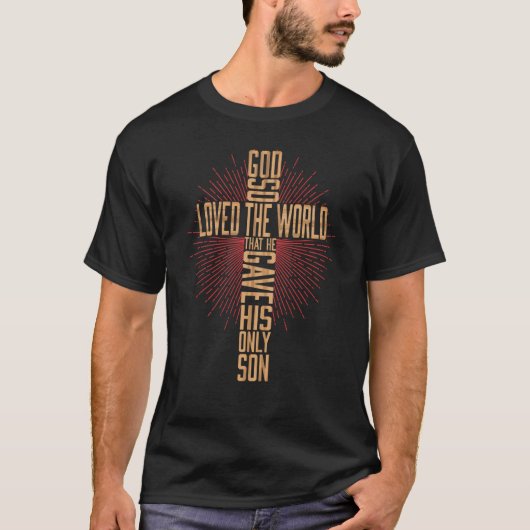 キリスト教の十字架 聖書の節 聖句 信仰 Tシャツ (正面)