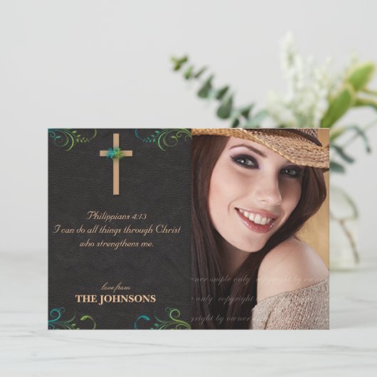 キリスト教の卒業生の卒業の写真私はすべての事をしてもいいです 案内状 (スタンド正面)