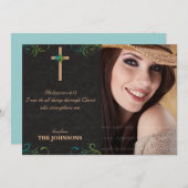 キリスト教の卒業生の卒業の写真私はすべての事をしてもいいです 案内状 (正面/裏面)