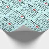 キリスト教の単語の雲+赤いハートか静かに青 ラッピングペーパー (角)