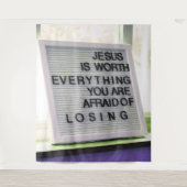 キリスト教の印は何でもイエスの価値がある タペストリー (正面)