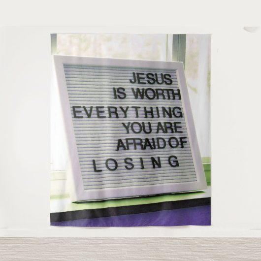 キリスト教の印は何でもイエスの価値がある タペストリー (正面)