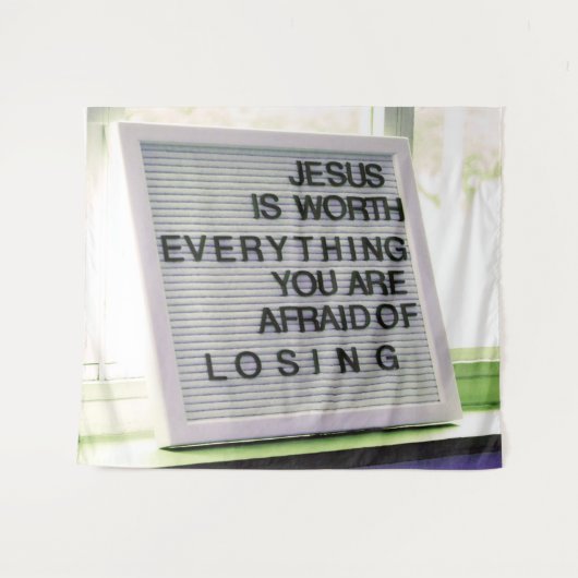 キリスト教の印は何でもイエスの価値がある タペストリー (正面(横))