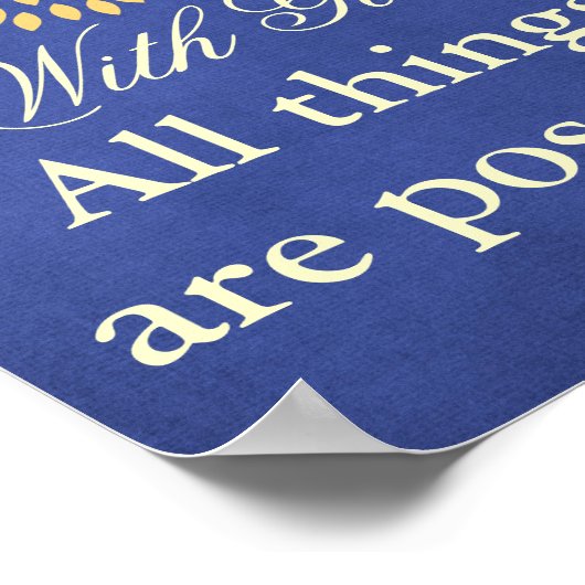 キリスト教の可能性のあるすべてのものの神との聖書の聖句 ポスター (角)