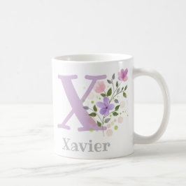 キリスト教の名前とイニシャルのフラワーデザイン コーヒーマグカップ