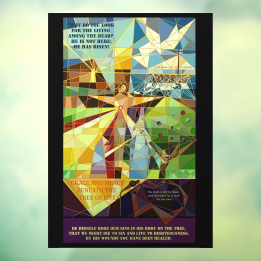 キリスト教の四旬節復活祭の木 ウィンドウサイン (シート3)