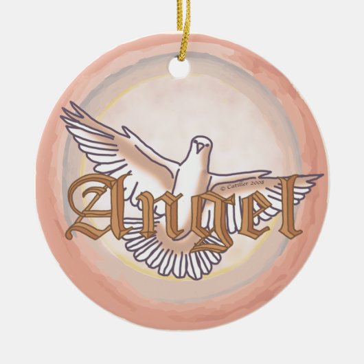 キリスト教の天使の鳩 セラミックオーナメント (正面)