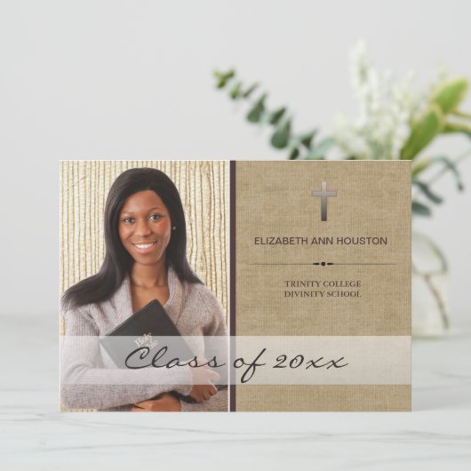 キリスト教の学校の卒業の写真の発表 招待状 (スタンド正面)