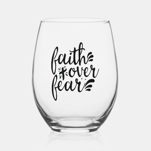 キリスト教の宗教引用文 ステムなしワイングラス (正面)