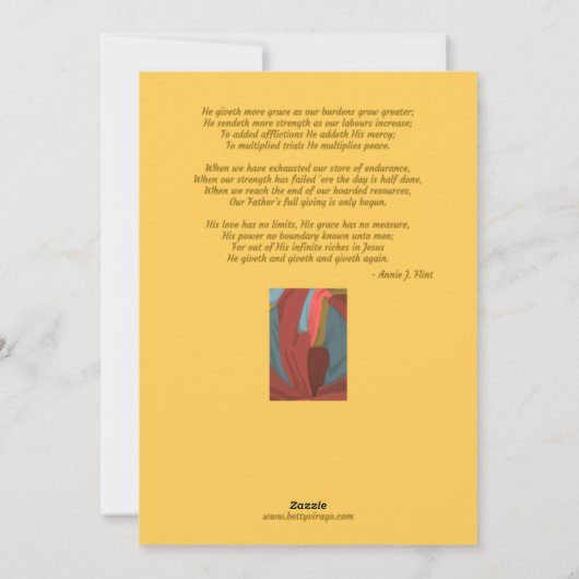 キリスト教の希望のカード、彼はより多くの恵みを与える シーズンカード (裏面)