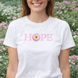 キリスト教の希望の花柄シャツ ピンクの百日草 信仰 Tシャツ