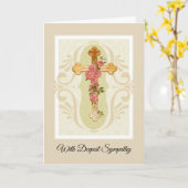 キリスト教の弔問バラとのクロス悔やみや弔慰 カード (黄色い花)