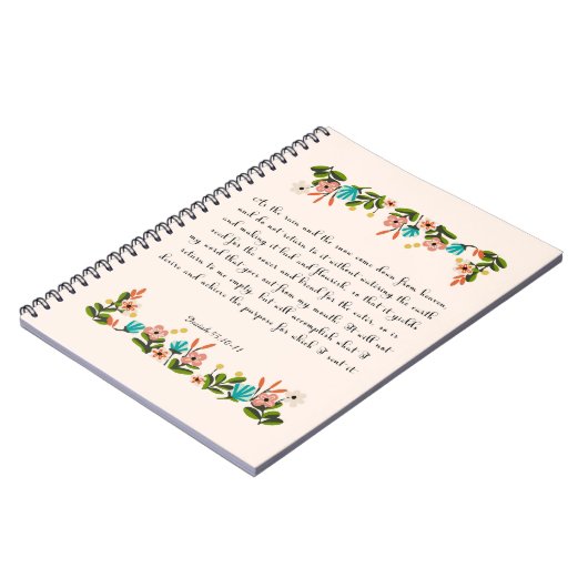 キリスト教の引用文の芸術-アイザイアの55:10 - 11 ノートブック (左側)