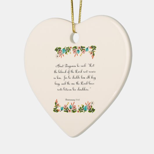 キリスト教の引用文の芸術- Deuteronomyの33:12 セラミックオーナメント (左)