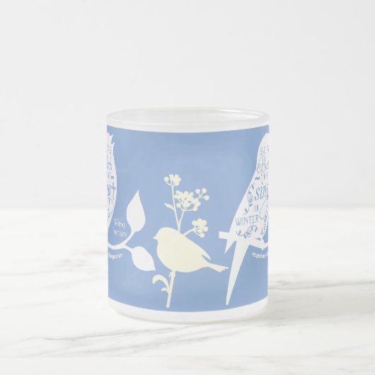 キリスト教の引用文の鳥が歌う フロストグラスマグカップ (中央)