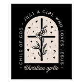 キリスト教の引用文は、イエス・ブラックを愛する女の子にすぎない ポスター (正面)
