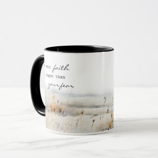 キリスト教の引用文を恐れるよりも信仰を大きくしなさい マグカップ (正面左)