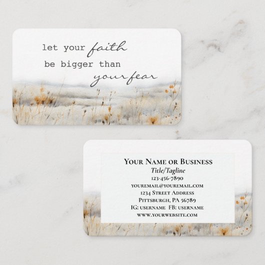 キリスト教の引用文を恐れるよりも信仰を大きくしなさい 名刺 (正面/裏面)