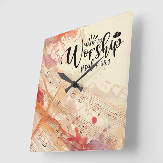 キリスト教の引用文を感動的崇拝する スクエア壁時計 (傾斜)