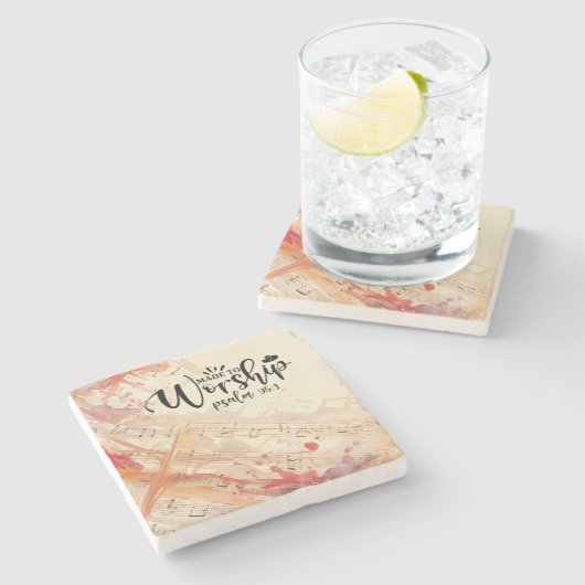 キリスト教の引用文を感動的崇拝する ストーンコースター (横)