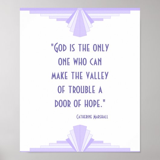 キリスト教の引用文ポスターと薄紫のアールデコ ポスター (正面)