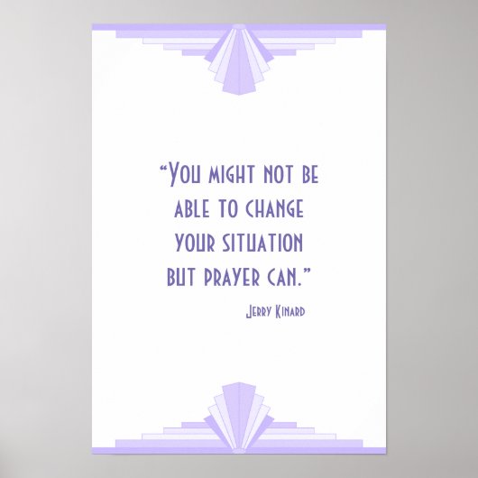 キリスト教の引用文ポスターと薄紫のアールデコ ポスター (正面)