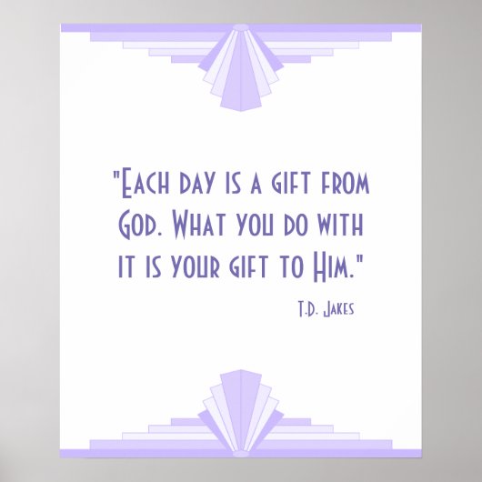 キリスト教の引用文ポスターと薄紫のアールデコ ポスター (正面)