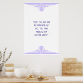 キリスト教の引用文ポスターと薄紫のアールデコ ポスター (キッチン)