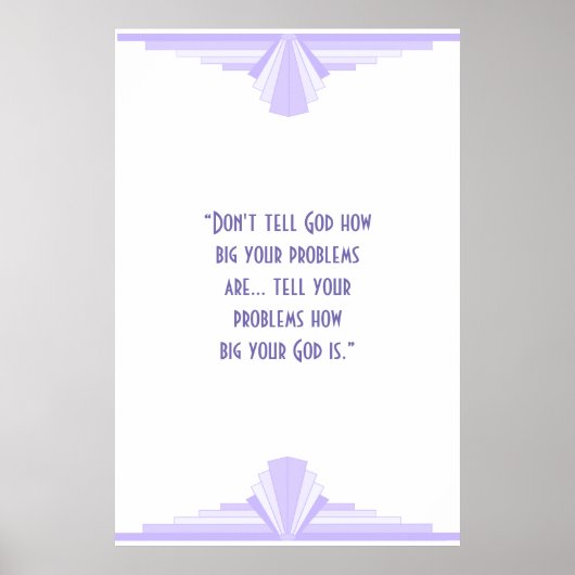 キリスト教の引用文ポスターと薄紫のアールデコ ポスター (正面)