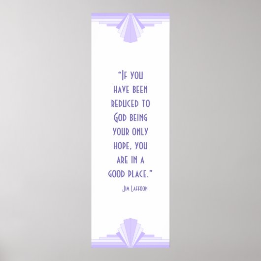 キリスト教の引用文ポスターと薄紫のアールデコ ポスター (正面)