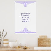 キリスト教の引用文ポスターと薄紫のアールデコ ポスター (キッチン)