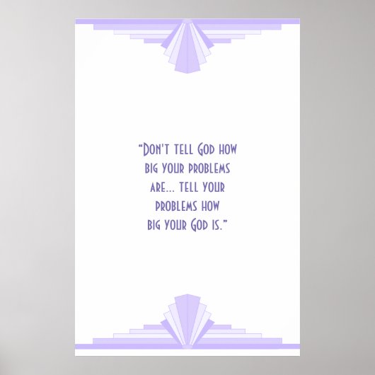 キリスト教の引用文ポスターと薄紫のアールデコ ポスター (正面)