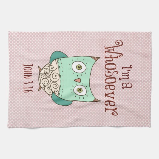 キリスト教の引用文：私はフクロウと一緒の売春婦である キッチンタオル (横)