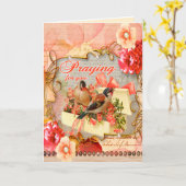 キリスト教の悔やみや弔慰カード鳥の花のレースのピンク カード (黄色い花)