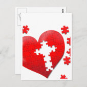 キリスト教の愛のハート形ジグソーパズル ポストカード (正面/裏面)