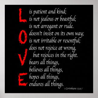 キリスト教の愛の聖句 – キリストの血 – 黒 – ポスター