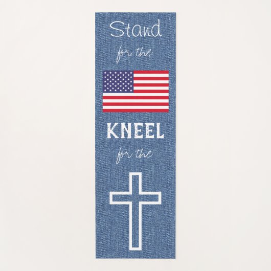 キリスト教の愛国者は十字架のフラッグクネエルのために立つ ヨガマット (正面)