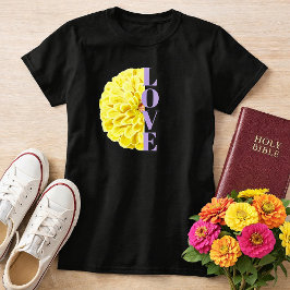 キリスト教の愛 明るい黄色の百日菊の花 Tシャツ