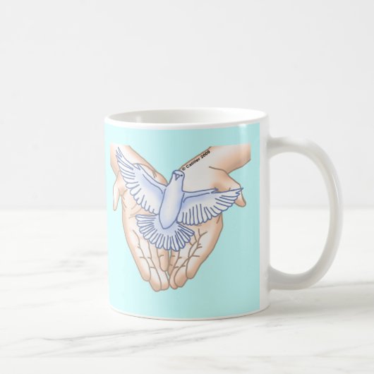 キリスト教の手と鳩 コーヒーマグカップ (右)