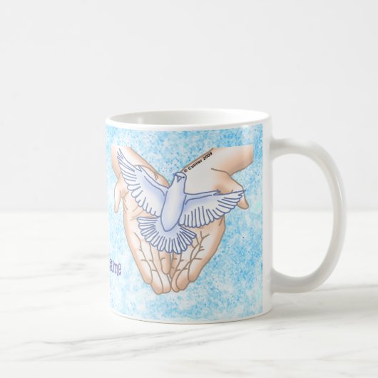 キリスト教の手と鳩 コーヒーマグカップ (右)