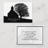 キリスト教の教会と木のシルエット 名刺 (正面/裏面)