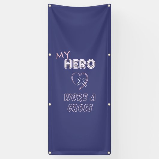 キリスト教の旗イエス・キリストは私の英雄十字を身に着けていました 横断幕 (縦)