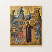 キリスト教の正教会の十字架を背負ったキリスト ジグソーパズル (縦)