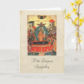 キリスト教の正教会アイコン葬儀悔やみや弔慰 カード (黄色い花)